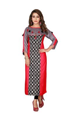 Pink plain rayon ethnic-kurtis 1