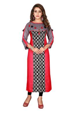 Pink plain rayon ethnic-kurtis 2