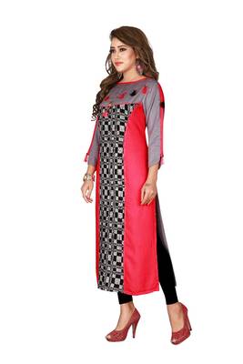 Pink plain rayon ethnic-kurtis 3