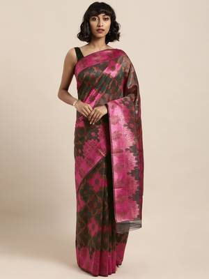 Multicolor printed organza saree with blouse 1