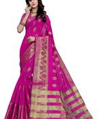 Blissta Magenta Art Silk Jacquard & Zari Butta Woven Saree With Running Blouse