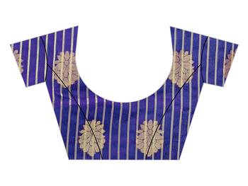 Blissta Purple Art Silk Jacquard & Zari Butta Woven Saree With Running Blouse 3