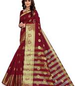 Blissta Maroon Silk Blend Jacquard Woven Saree With Running Blouse
