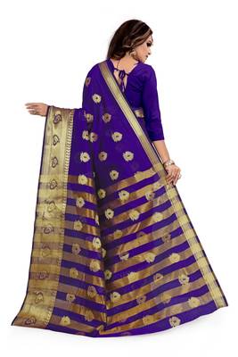 Blissta Violet Silk Blend Jacquard Woven Saree With Running Blouse 2