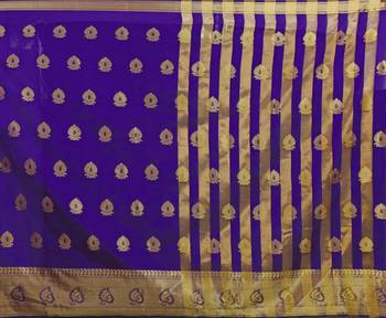 Blissta Violet Silk Blend Jacquard Woven Saree With Running Blouse 4