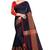 Blissta Navy Cotton Boder Work  Plain Saree With Contrast Color Blouse