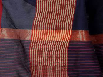 Blissta Navy Cotton Boder Work  Plain Saree With Contrast Color Blouse 4