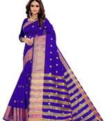 Blissta Violet Silk Blend Boder & Butta Work Jacquard Woven Saree With Running Blouse