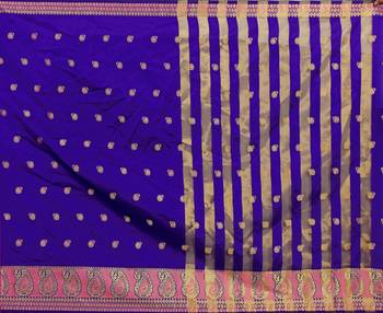 Blissta Violet Silk Blend Boder & Butta Work Jacquard Woven Saree With Running Blouse 4