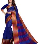 Blissta Nblue Manipuri Silk Border Work Plain Saree With Running Blouse