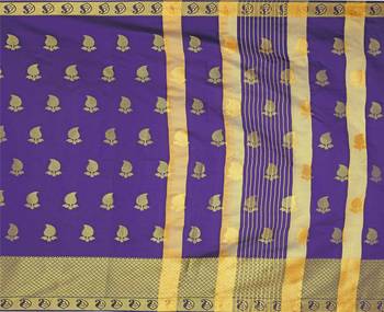 Blissta Blue Silk Blend Border Work Jacquard Butti Saree With Running Blouse 3