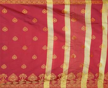 Blissta Maroon Silk Blend Border Work Jacquard Butti Saree With Running Blouse 3