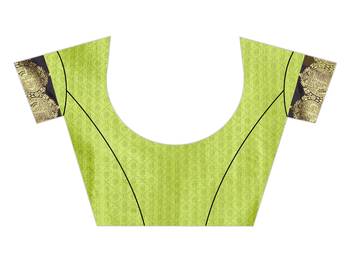Blissta Lgreen Cotton Silk Border Work Jacquard Butti Saree With Running Blouse 3