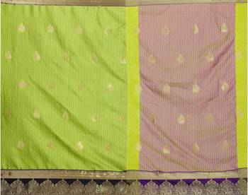 Blissta Lgreen Cotton Silk Border Work Jacquard Butti Saree With Running Blouse 4
