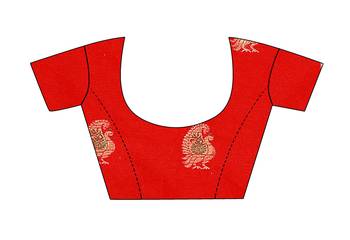 Blissta Red Cotton Silk Border Work Banarasi Saree With Running Blouse 3
