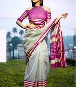 Grey woven art silk saree with blouse