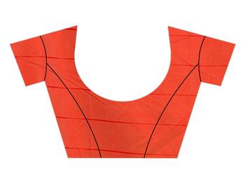 Kimisha Orange Cotton Border Work Checks Pattern Saree With Contrast Color Blouse 3