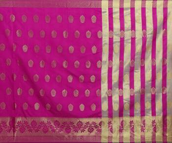 Kimisha Magenta Art Silk Jacquard & Zari Butta Woven Saree With Running Blouse 4