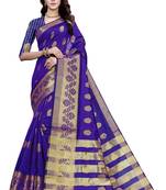 Kimisha Purple Art Silk Jacquard & Zari Butta Woven Saree With Running Blouse