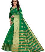 Kimisha Green Silk Blend Jacquard Woven Saree With Running Blouse