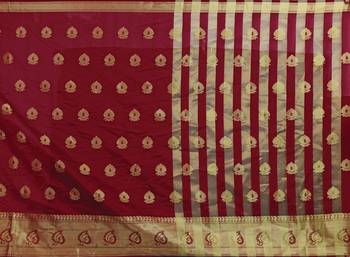 Kimisha Maroon Silk Blend Jacquard Woven Saree With Running Blouse 4