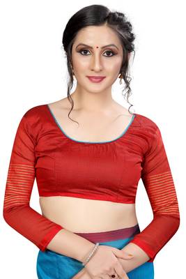 Kimisha Sky Blue Cotton Boder Work  Plain Saree With Contrast Color Blouse 3