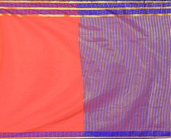 Kimisha Tomato Cotton Jacquard Border Work Plain Saree With Running Blouse 4