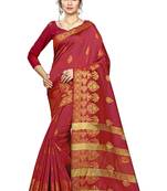 Kimisha Maroon Silk Blend Border Work Jacquard Butti Saree With Running Blouse