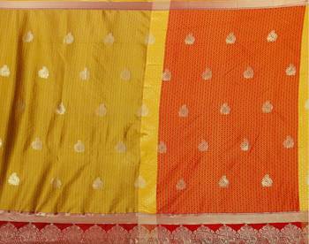 Kimisha Gold Cotton Silk Border Work Jacquard Butti Saree With Running Blouse 4