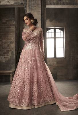 Pink embroidered net salwar 1