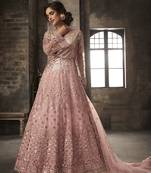 Pink embroidered net salwar