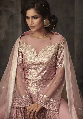 Pink embroidered net salwar 2
