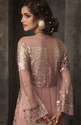 Pink embroidered net salwar 4