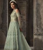Green embroidered net salwar