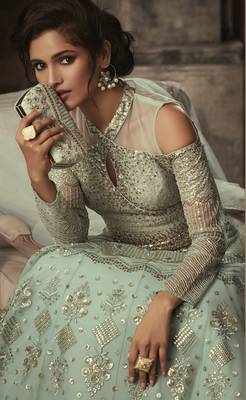 Green embroidered net salwar 3