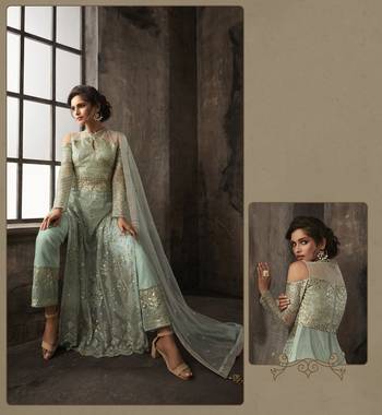 Green embroidered net salwar 4