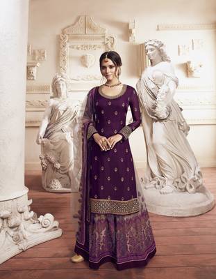 Purple embroidered georgette salwar 1