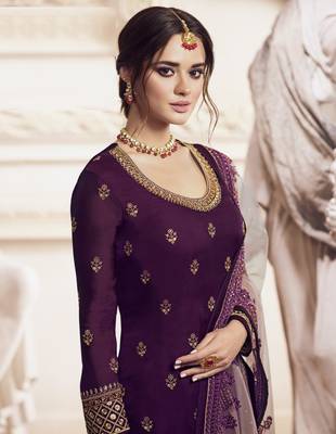 Purple embroidered georgette salwar 2