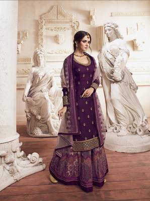Purple embroidered georgette salwar 3