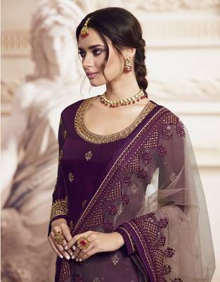 Purple embroidered georgette salwar 4