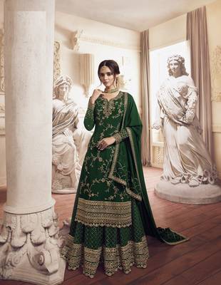 Green embroidered georgette salwar 1