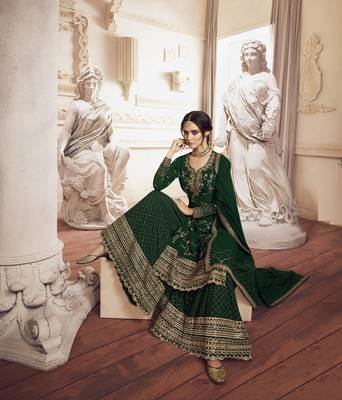 Green embroidered georgette salwar 3