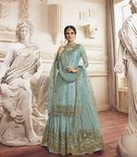 Sky blue embroidered georgette salwar