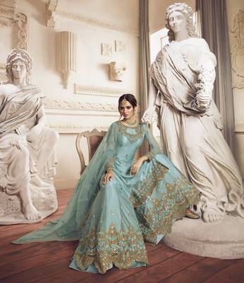 Sky blue embroidered georgette salwar 3
