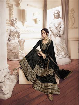 Black embroidered georgette salwar 3