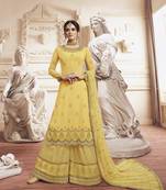 Yellow embroidered georgette salwar