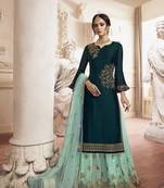 Dark green embroidered georgette salwar
