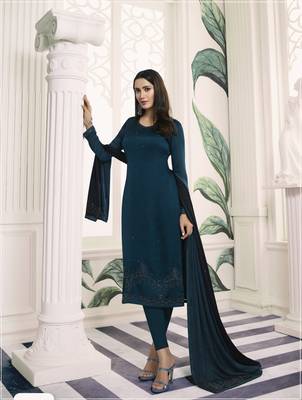 Green self design georgette salwar 1