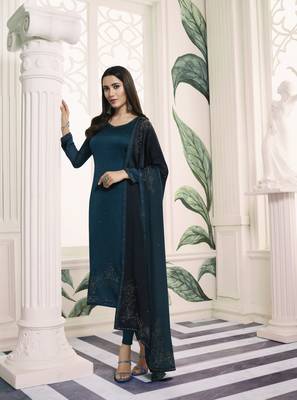 Green self design georgette salwar 3