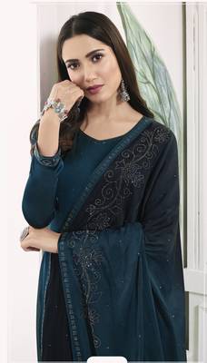 Green self design georgette salwar 4